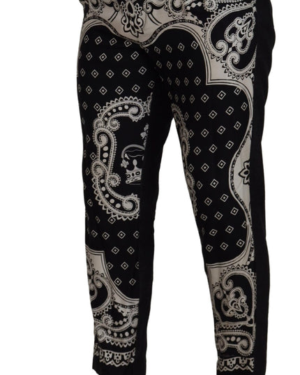 Dolce & Gabbana Black Silk Bandana Print Pants