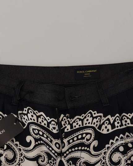 Dolce & Gabbana Black Silk Bandana Print Pants