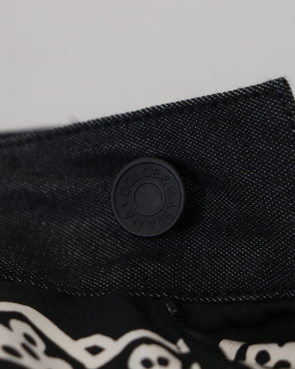 Dolce & Gabbana Black Silk Bandana Print Pants