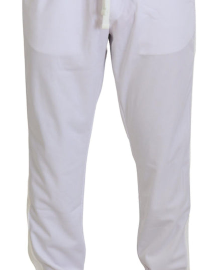 Dolce & Gabbana White Polyester Crown Logo Jogger Pants