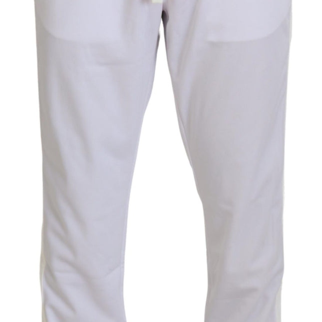 Dolce & Gabbana White Polyester Crown Logo Jogger Pants