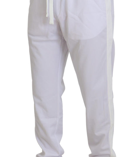 Dolce & Gabbana White Polyester Crown Logo Jogger Pants
