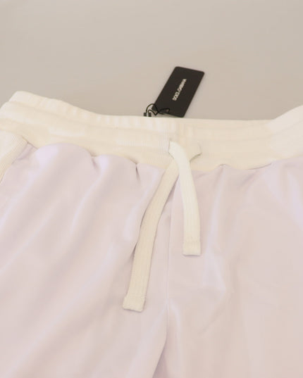 Dolce & Gabbana White Polyester Crown Logo Jogger Pants