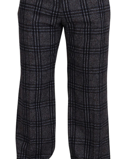 Dolce & Gabbana Gray Checkered Mid Waist Men Pants