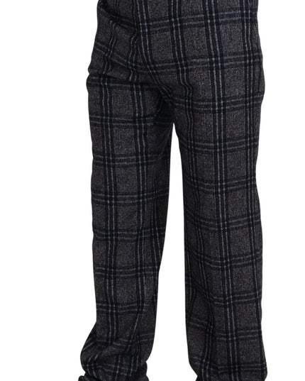 Dolce & Gabbana Gray Checkered Mid Waist Men Pants