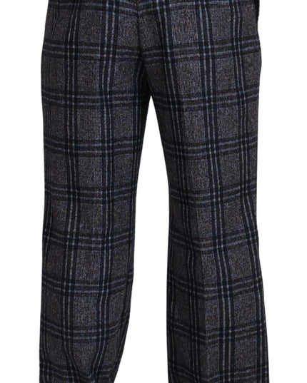 Dolce & Gabbana Gray Checkered Mid Waist Men Pants