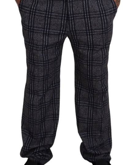 Dolce & Gabbana Gray Checkered Mid Waist Men Pants