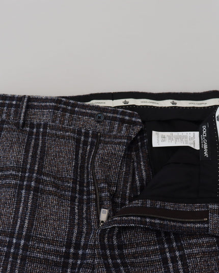 Dolce & Gabbana Gray Checkered Mid Waist Men Pants