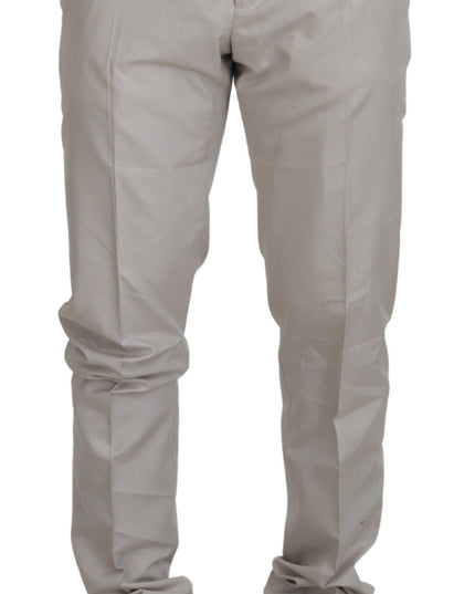 Dolce & Gabbana Off White Silk Mid Waist Chino Pants