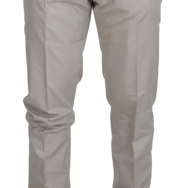 Dolce & Gabbana Off White Silk Mid Waist Chino Pants