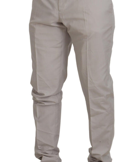 Dolce & Gabbana Off White Silk Mid Waist Chino Pants