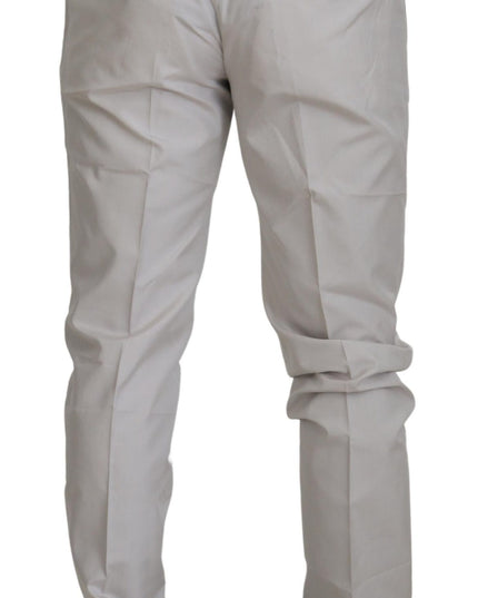 Dolce & Gabbana Off White Silk Mid Waist Chino Pants
