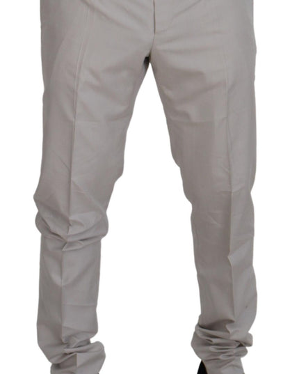 Dolce & Gabbana Off White Silk Mid Waist Chino Pants