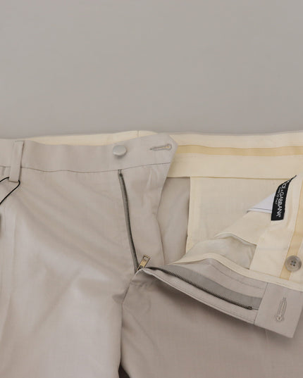 Dolce & Gabbana Off White Silk Mid Waist Chino Pants