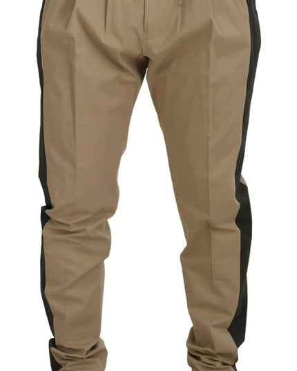 Dolce & Gabbana Brown Black Cotton Chino Men Pants