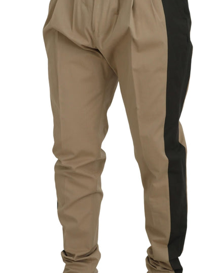Dolce & Gabbana Brown Black Cotton Chino Men Pants