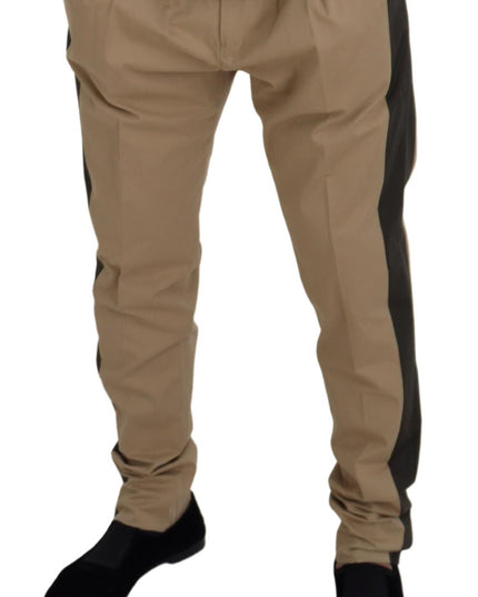 Dolce & Gabbana Brown Black Cotton Chino Men Pants