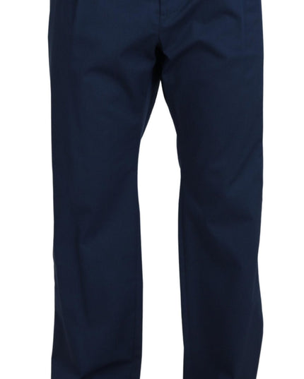 Dolce & Gabbana Blue Cotton Straight Fit Pants
