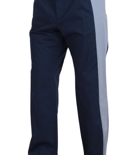 Dolce & Gabbana Blue Cotton Straight Fit Pants