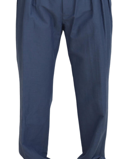 Dolce & Gabbana Blue Linen Chino Men Formal Pants