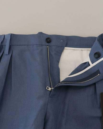 Dolce & Gabbana Blue Linen Chino Men Formal Pants