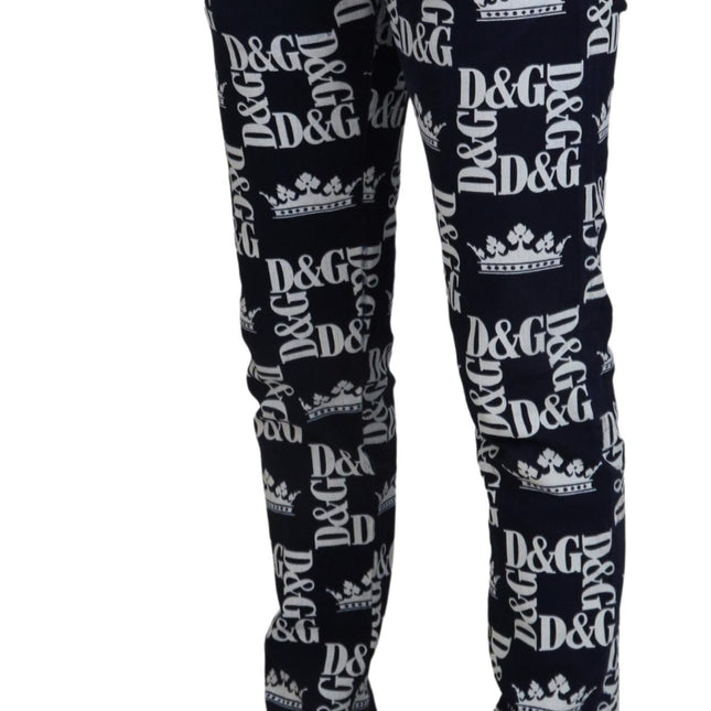 Dolce & Gabbana Blue Cotton DG Crown Skinny Denim Jeans