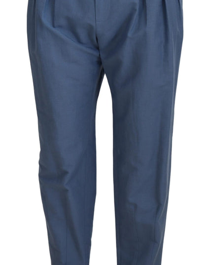 Dolce & Gabbana Blue Linen Chino Formal Pants