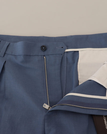 Dolce & Gabbana Blue Linen Chino Formal Pants