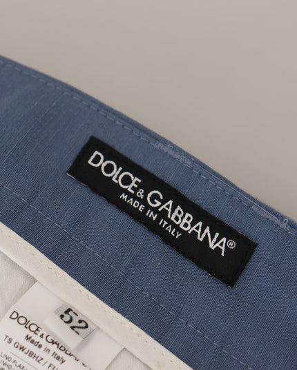 Dolce & Gabbana Blue Linen Chino Formal Pants