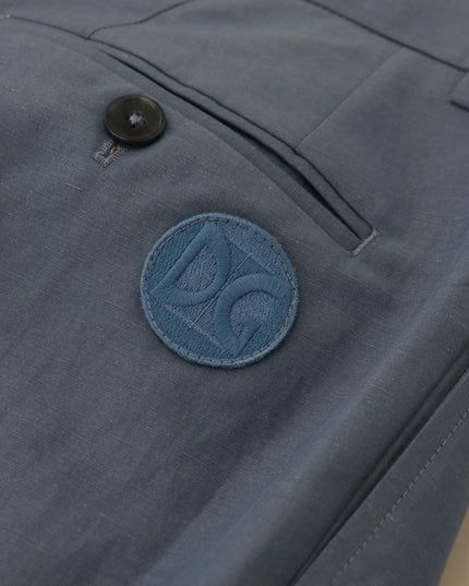 Dolce & Gabbana Blue Linen Chino Formal Pants