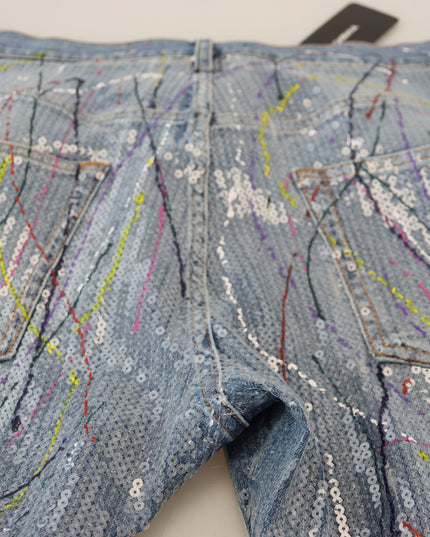 Dolce & Gabbana Blue Cotton Color Splash Print Denim Jeans