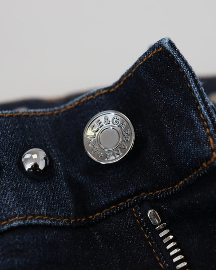 Dolce & Gabbana Blue Cotton Studded Low Waist Denim Jeans