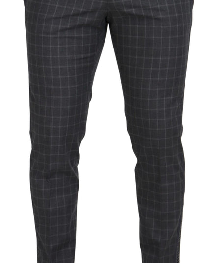Dolce & Gabbana Grey Cotton Checkered Chino Pants