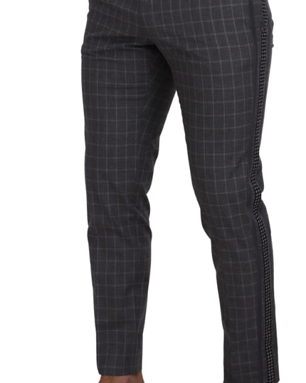 Dolce & Gabbana Grey Cotton Checkered Chino Pants