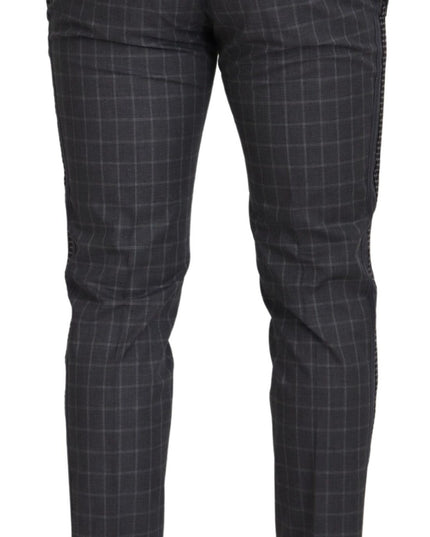Dolce & Gabbana Grey Cotton Checkered Chino Pants