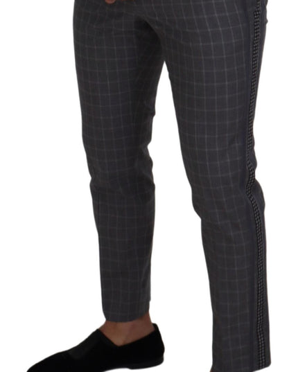 Dolce & Gabbana Grey Cotton Checkered Chino Pants