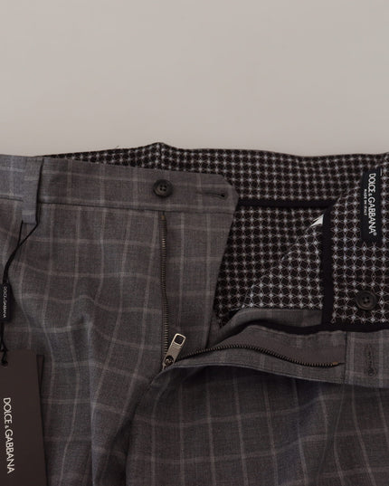 Dolce & Gabbana Grey Cotton Checkered Chino Pants