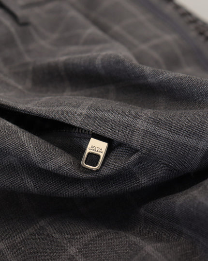 Dolce & Gabbana Grey Cotton Checkered Chino Pants