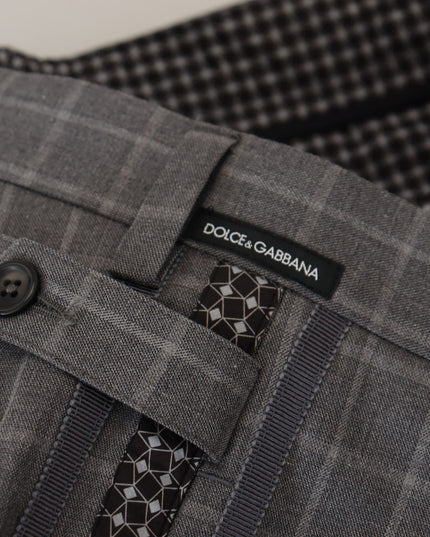 Dolce & Gabbana Grey Cotton Checkered Chino Pants