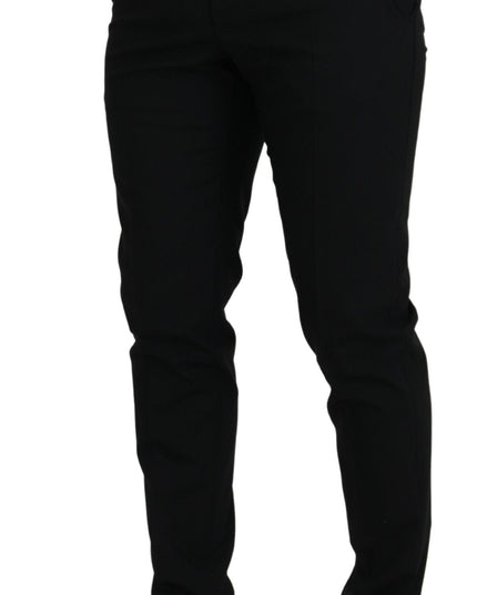 Dolce & Gabbana Black Polyester Chino Formal Pants