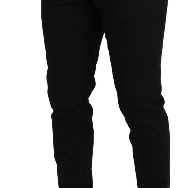 Dolce & Gabbana Black Polyester Chino Formal Pants