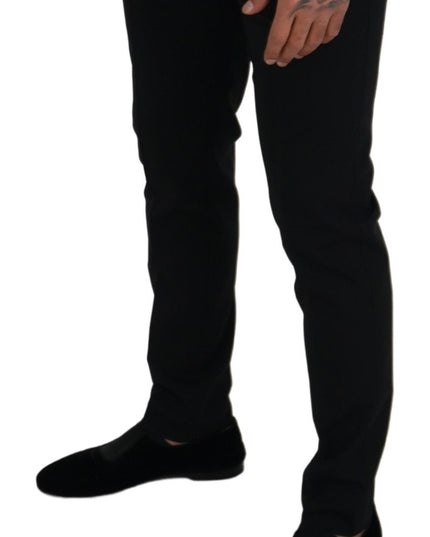 Dolce & Gabbana Black Polyester Chino Formal Pants