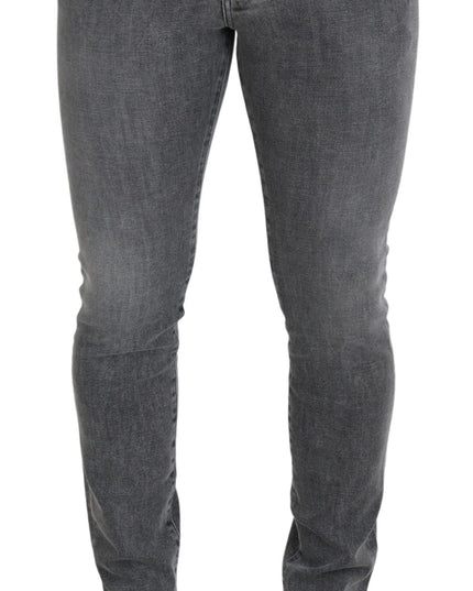Dolce & Gabbana Grey Washed Cotton Skinny Denim Jeans