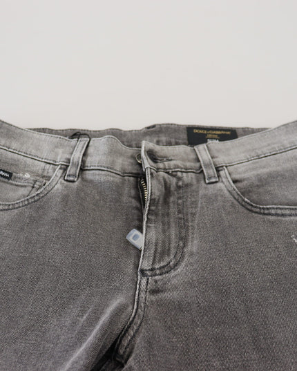 Dolce & Gabbana Grey Washed Cotton Skinny Denim Jeans