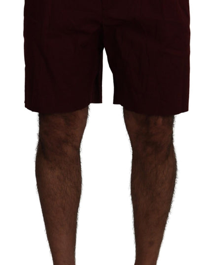 Dolce & Gabbana Maroon Cotton Bermuda Casual Shorts