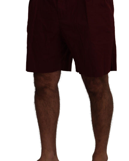 Dolce & Gabbana Maroon Cotton Bermuda Casual Shorts