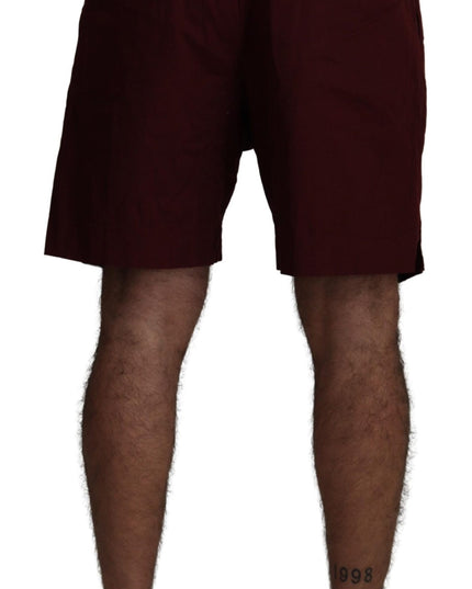 Dolce & Gabbana Maroon Cotton Bermuda Casual Shorts