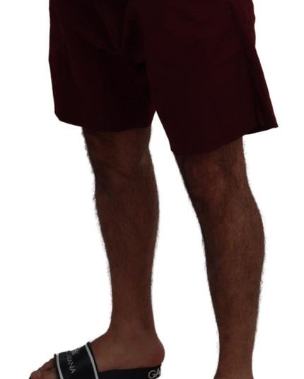 Dolce & Gabbana Maroon Cotton Bermuda Casual Shorts