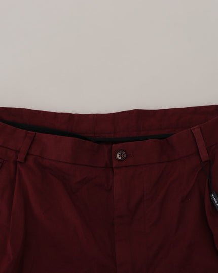 Dolce & Gabbana Maroon Cotton Bermuda Casual Shorts