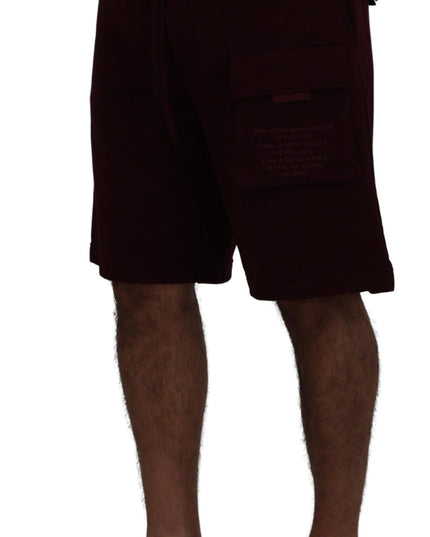 Dolce & Gabbana Maroon Bermuda Cargo Men Shorts